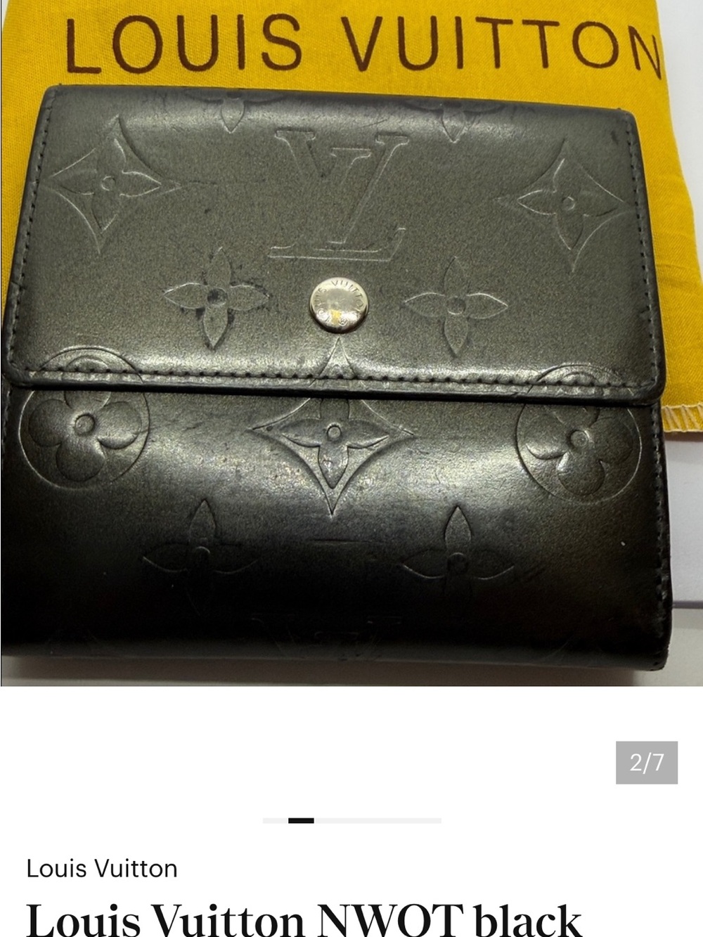 Louis Vuitton Black Monogram Bifold Wallet with Exterior Pocket NWOT